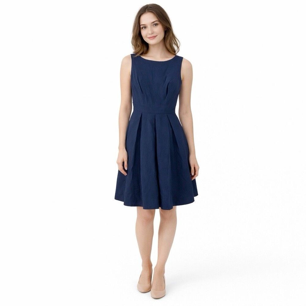 ModCloth Dress Women's S Navy Blue Fit‎ & Flare Sleeveless Pockets